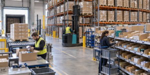Stock de réserve et emplacements de picking dans un entrepôt